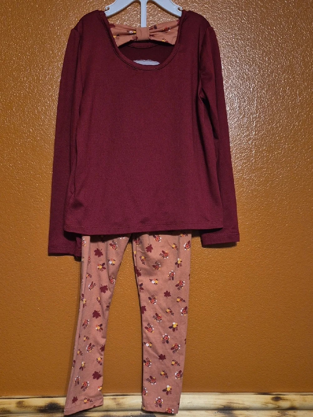 btween Rust Orange Floral Girls Matching Set, Size4 - Picture 6 of 8